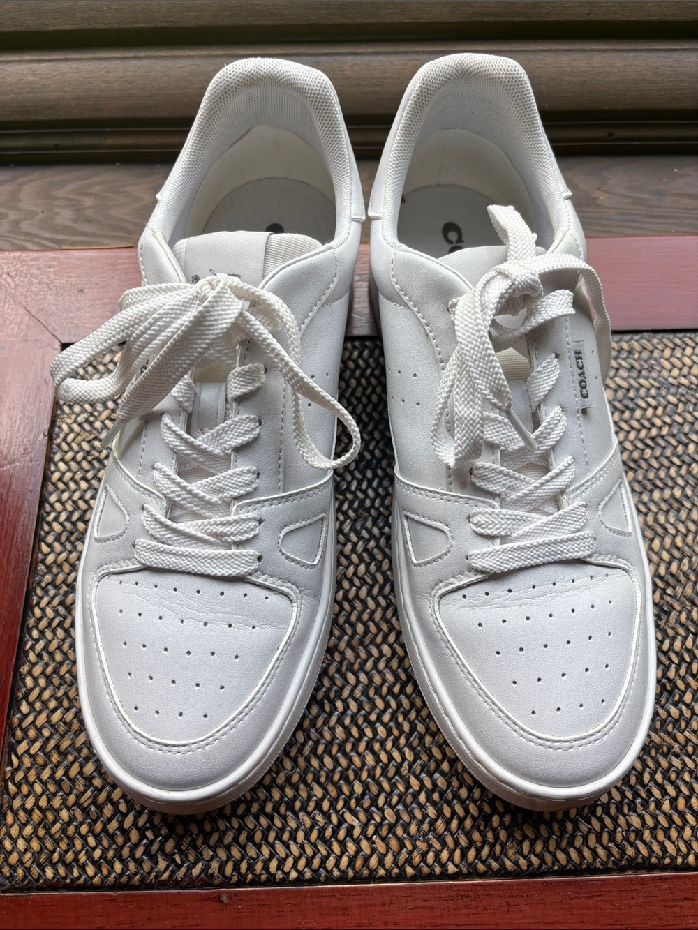 Coach White Clip Court Low Top Leather Sneakers